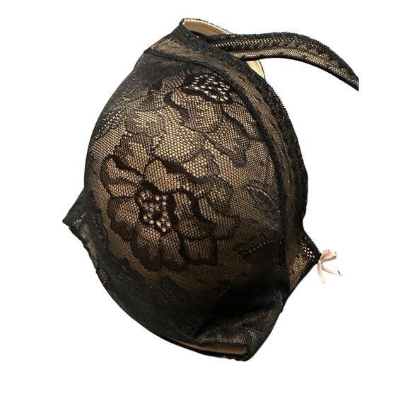 Cacique Bra Size 44D Balconette Modern Lace Covered Lightly Lined Black - Picture 4 of 6